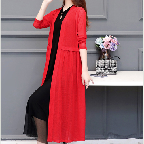 Women Midi Cardigan Coat Jacket Top Long Thin Casual High Waist Summer Fashion - Picture 12 of 19