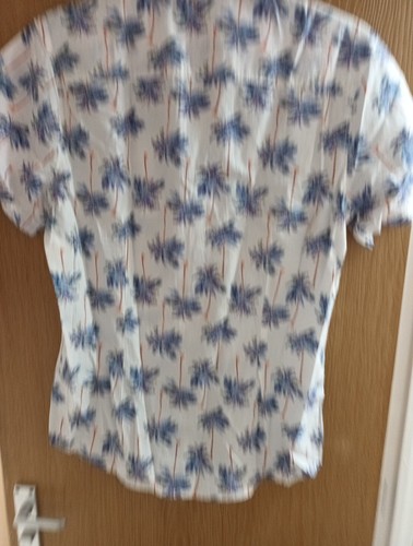 Matalan Easy Mens S/S Shirt Size MEDIUM Tropical Palm Trees Cotton VGC - Imagen 12 de 14