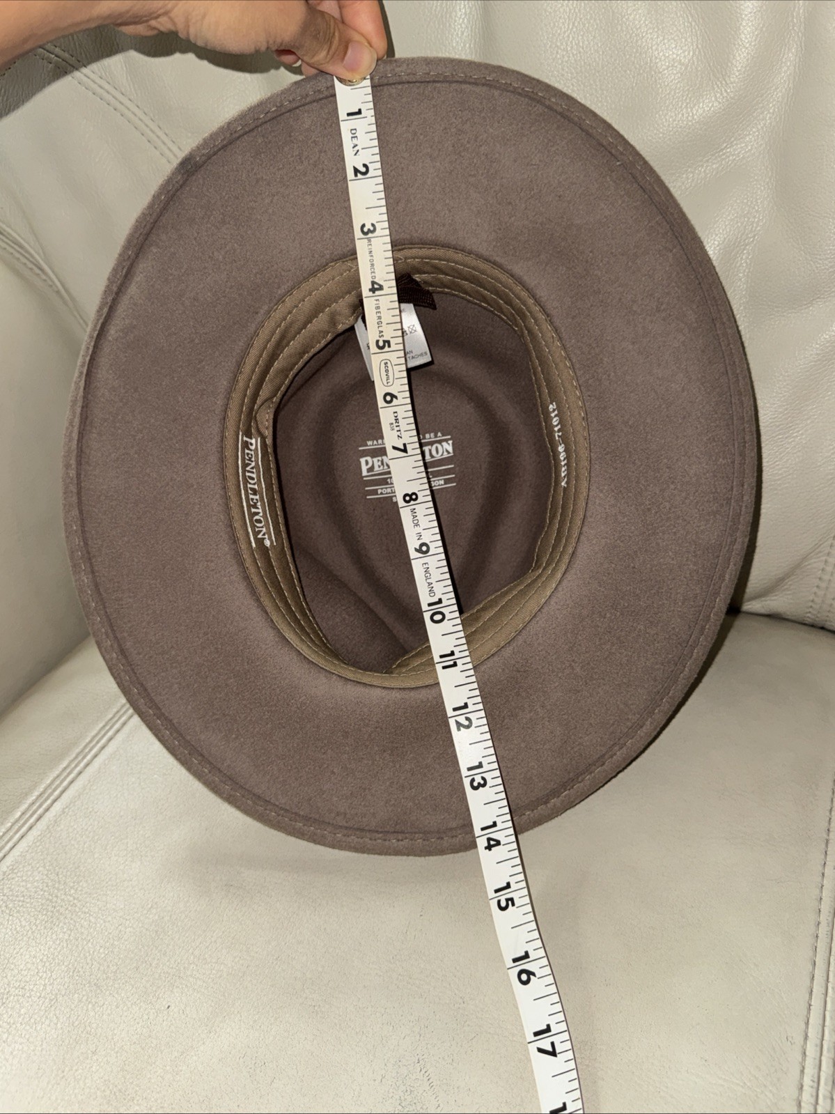 Pendleton Outback 100% Wool Fedora Hat Mens M Lea… - image 14