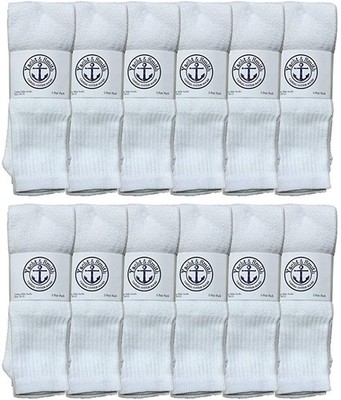 Yacht & Smith 32 Inch Men's Long Tube Socks, Cotton Socks Size 13-16 (White, 12)