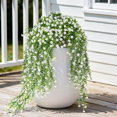Artificial Fake Hanging Flowers Plants for Outdoor Summer Decoration, 2 PCS R...