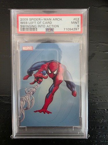 2009 Spider Man Arch web left of card swinging into action psa 9