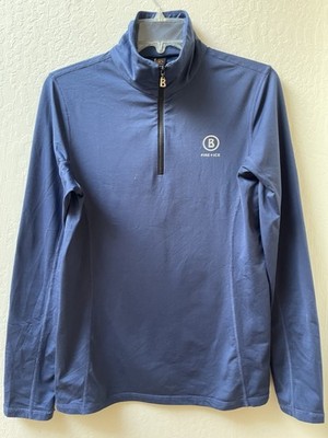 Women s BOGNER Fire & Ice M/L Navy 1/4 Zip Mock Neck Pull Over Long Sleeve Top