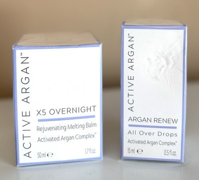 ACTIVE ARGAN O23 X5 OVERNIGHT MELTING BALM / ARGAN RENEW ALL OVER DROPS SEALED