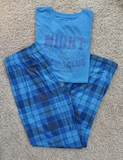 Cat  Jack Boys XXL Owl Pajama Set Blue Plaid Flame Resistant Recycled Polyester