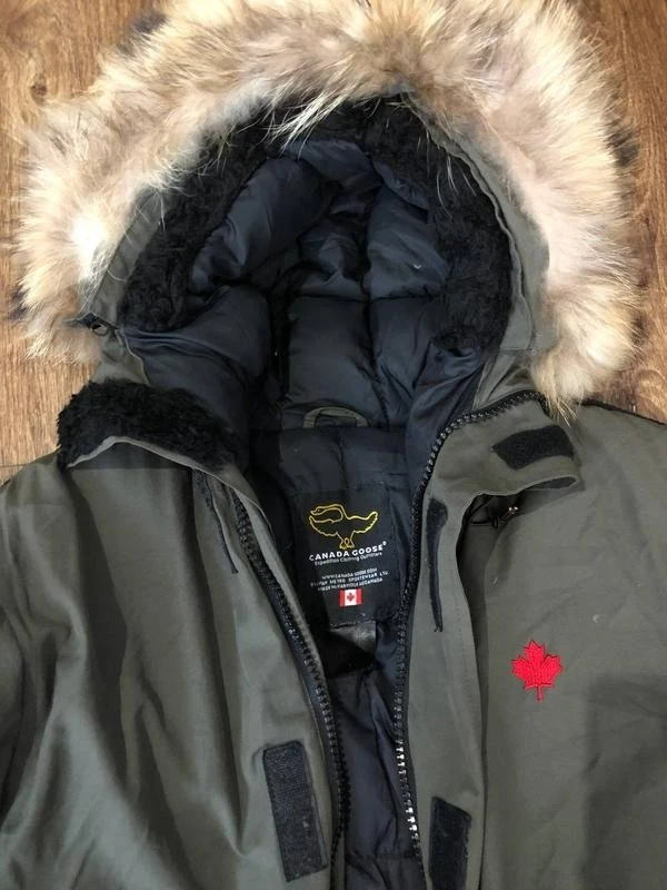 Canada Goose Heli Arctic Parka 8502MR Olive Green Down Jacket Fur Trim - Image 3 of 4