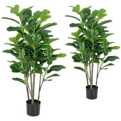 51 Inch 2-Pack Artificial Fiddle Leaf Fig Tree for Indoor and Outdoor - Color: G