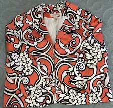 Covington Dress Blazer Women’s Medium Salmon White Black Floral Single Closure
