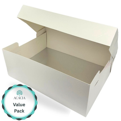16x12 Zoll Kuchenbox 5er Pack - Weiß Stabile Box und Kuchenbrett mit Deckel