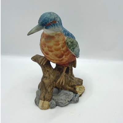 Vtg Meriden Kingfisher Bird Figurine Hand Painted Ceramic Bird Statue 5''
