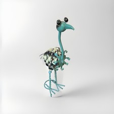 52cm Metal Ostrich Garden Ornament Turquoise Blue Bird Sculpture Patio Decor