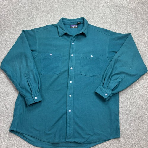 VINTAGE Patagonia Shacket Adult Large Blue Shearling USA Made Overshirt Men - Picture 2 of 8