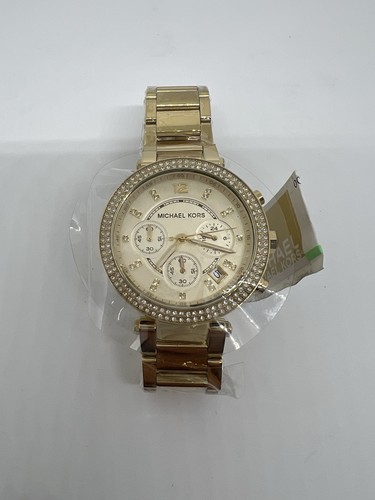 New Michael Kors MK5354 Parker Glitz Collection Ladies Gold Tone Watch No Box - Picture 2 of 4