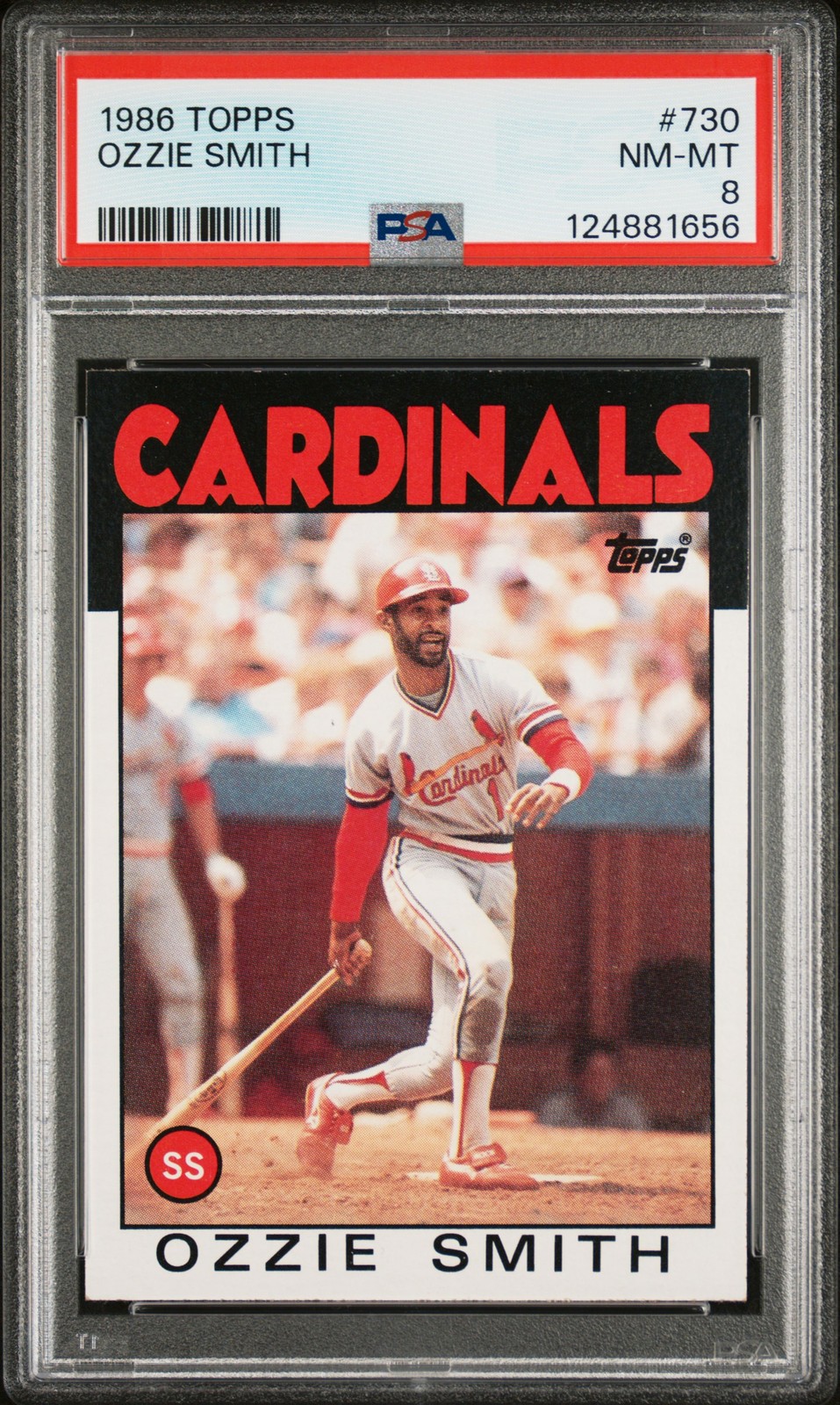 1986 TOPPS #730 OZZIE SMITH PSA 8