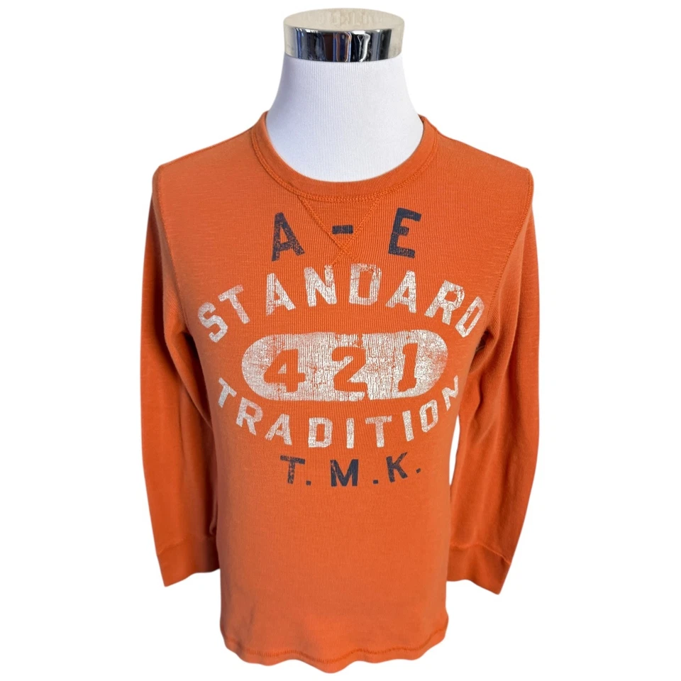 Camisa Gofre Térmica American Eagle Outfitters Para Hombre Talla Mediana M Naranja Foto 3 de 4