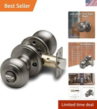 Versatile Antique Nickel Privacy Door Knob - Reversible Design for All Interiors