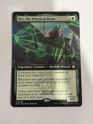 x1 Nev, the Practical Dean - Extended Art R MTG Commander: Secrets of Strixhaven