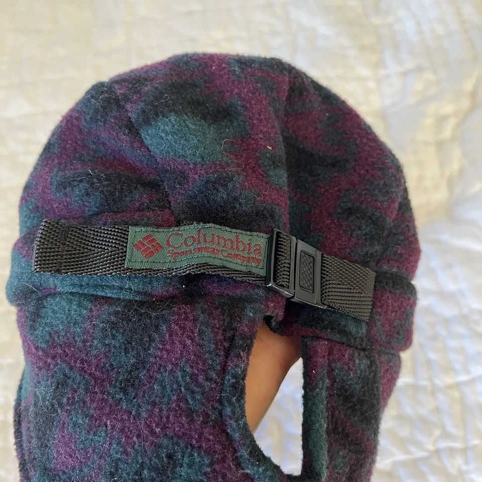 Vintage Columbia Aztec Fleece Hat S/M Ear Flaps Brim Adjustable Southwestern USA - Image 4 of 4