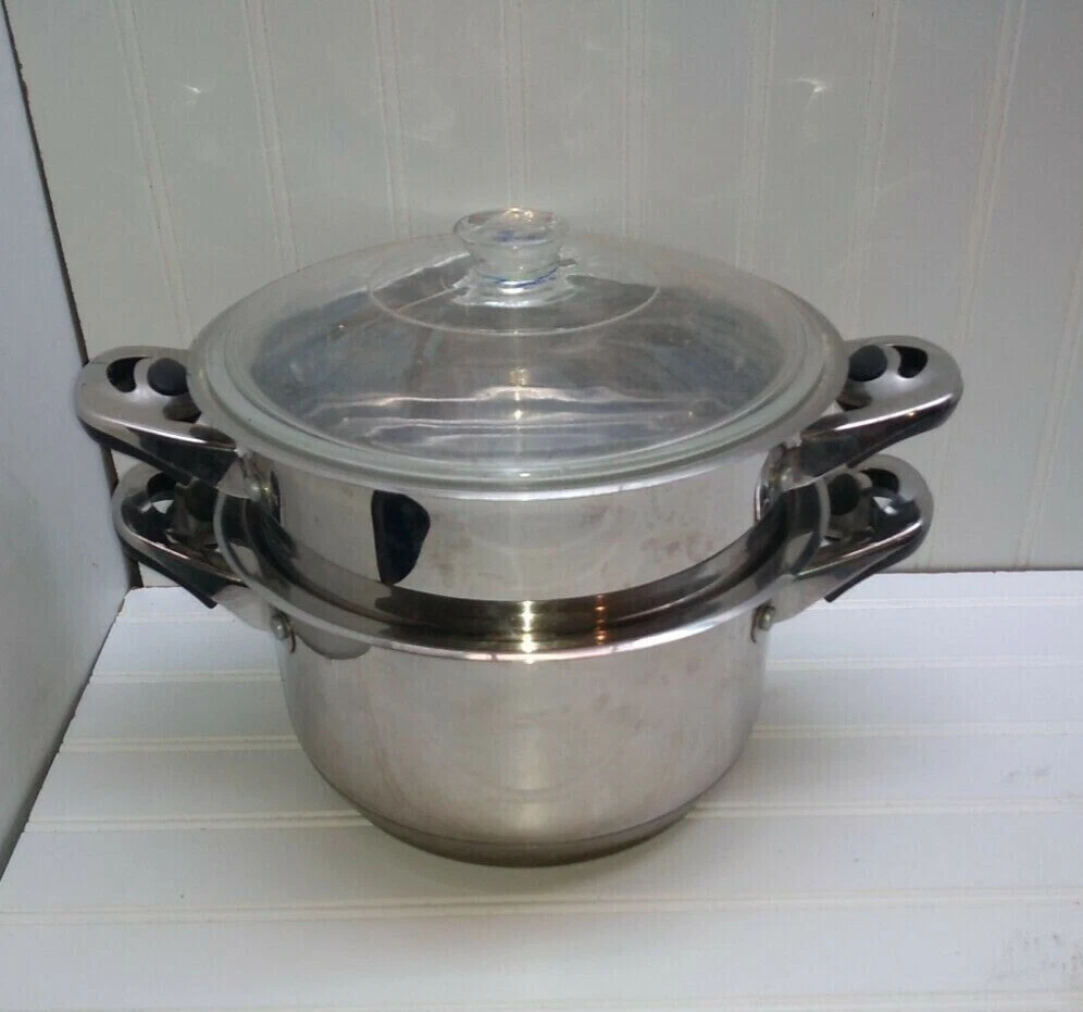 Mona Lisa Cookware 4.5Qt Stockpot Stainless Sauté Pot 3 Qt Steamer Insert & Lid