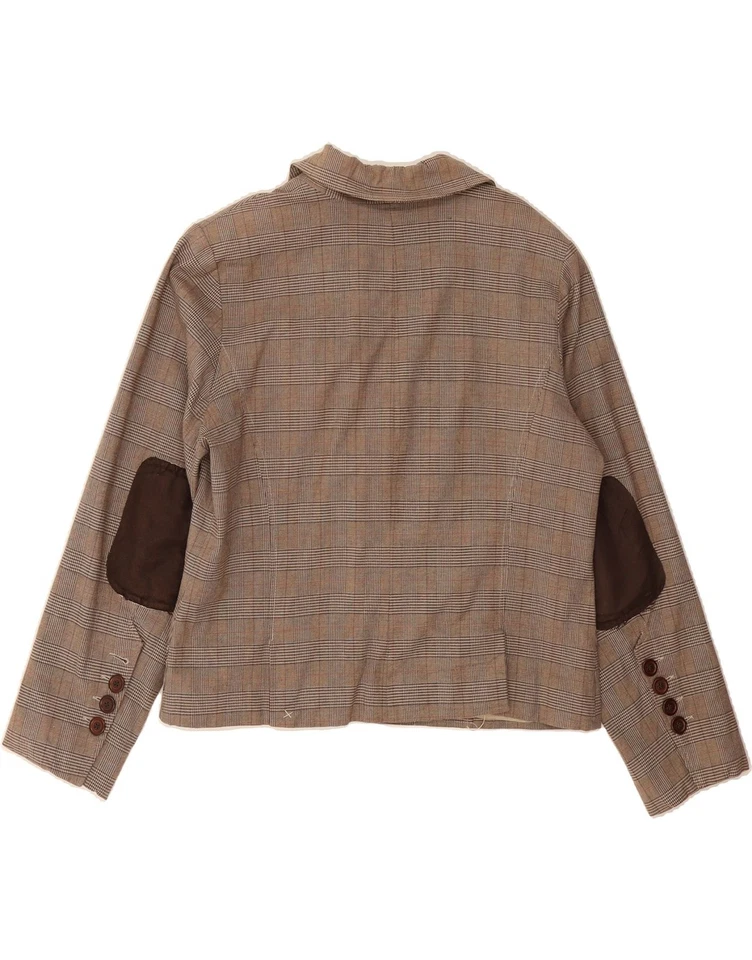 MOSSIMO Womens 2 Button Blazer Jacket UK 20 2XL Brown Check Cotton DA14 - Image 2 of 3