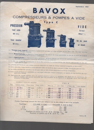 Werbung alte Papiere BAVOX Kompressoren Vakuumpumpen (P49859)