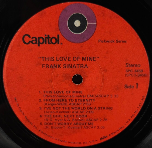 Frank Sinatra This Love Of Mine Vinyl Record 33 RPM Capitol Records 1969 - Foto 4 di 7