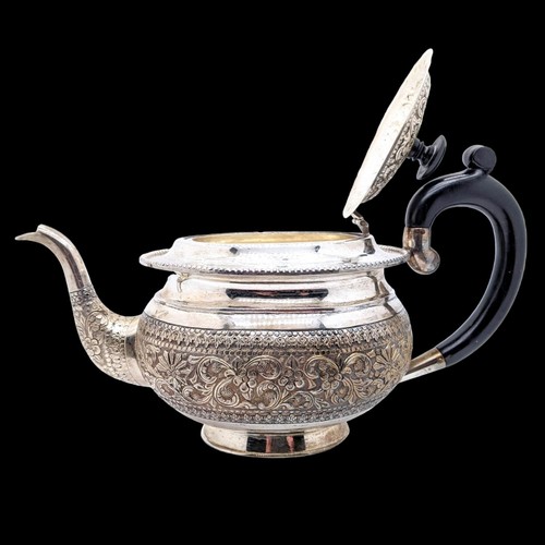 Floral Repousse Sterling Tea Set, Vintage India Kutch Silver Tea Set, Tea Pot - Picture 4 of 10