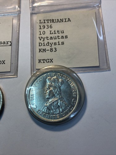 1938 Lithuania 10 Litu Smetona 1936 Vytautas Km-83 Km-84 20Th Anniversary ￼ - Picture 3 of 24