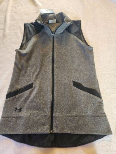 Under Armour Women's Gray Performance Fleece Vest Pocket Full Zip Medium NWT - Picture 3 of 9