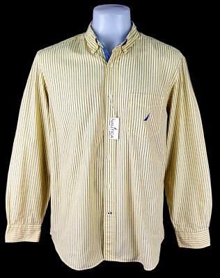 NAUTICA Mens Yellow L/S EVENING DRESS SHIRT Classic Fit - 17'' - L - 48'' -RRP £69