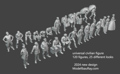 1:700, 1:350, 1:200 civilian figure, Figuren, 156 figures, 2024 NewTool 2