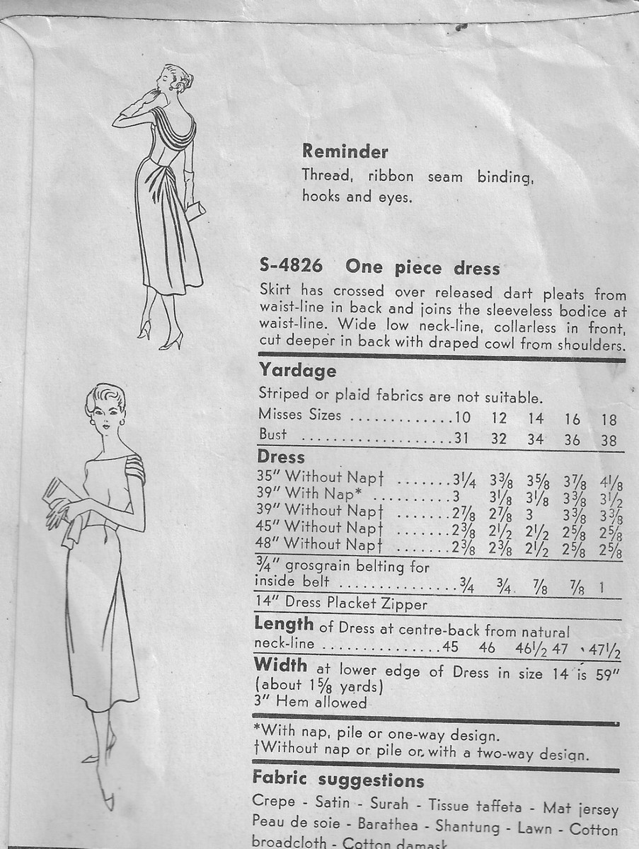 1950s Vintage VOGUE Sewing Pattern B36 DRESS (R849) | eBay