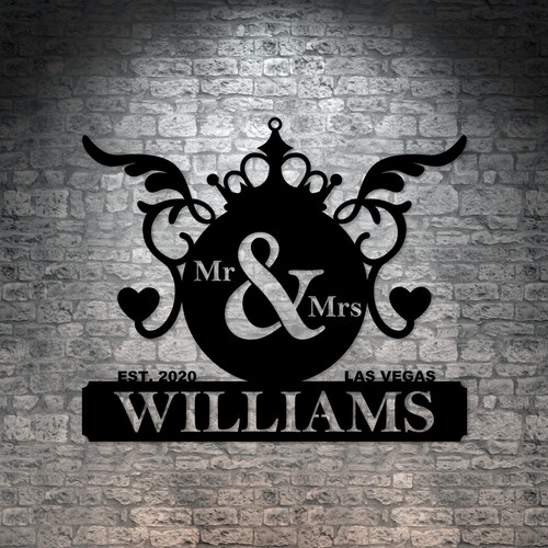 Personalized Family Last Name Metal Sign. Customizable Wedding Wall Decor Gift - Picture 6 of 6