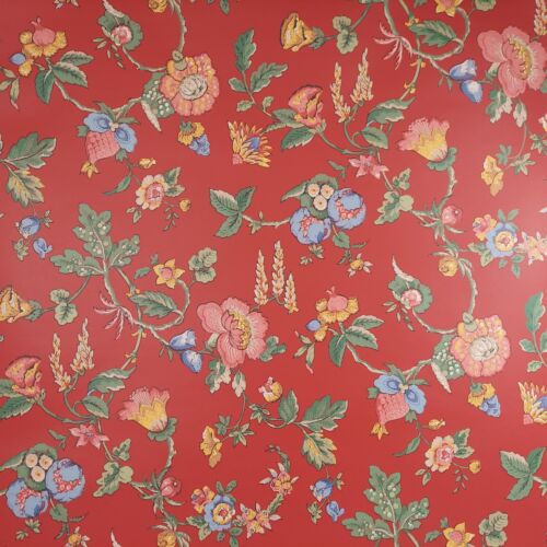 Schumacher Wallpaper Wall Covering Dbl Roll 27"x9 yds Red Floral Cottagecore USA - Picture 1 of 12