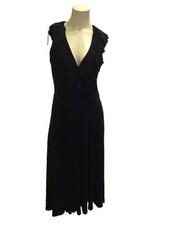LAUREN RALPH LAUREN WOMENS BLACK SLEEVELESS RUFFLE DRESSS WITH BELTH-6