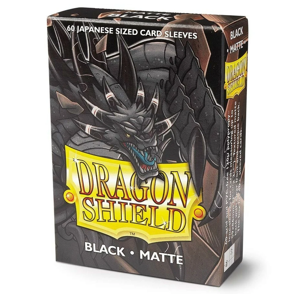 Japanese Matte Black 60 ct Dragon Shield Sleeves YuGiOh Size