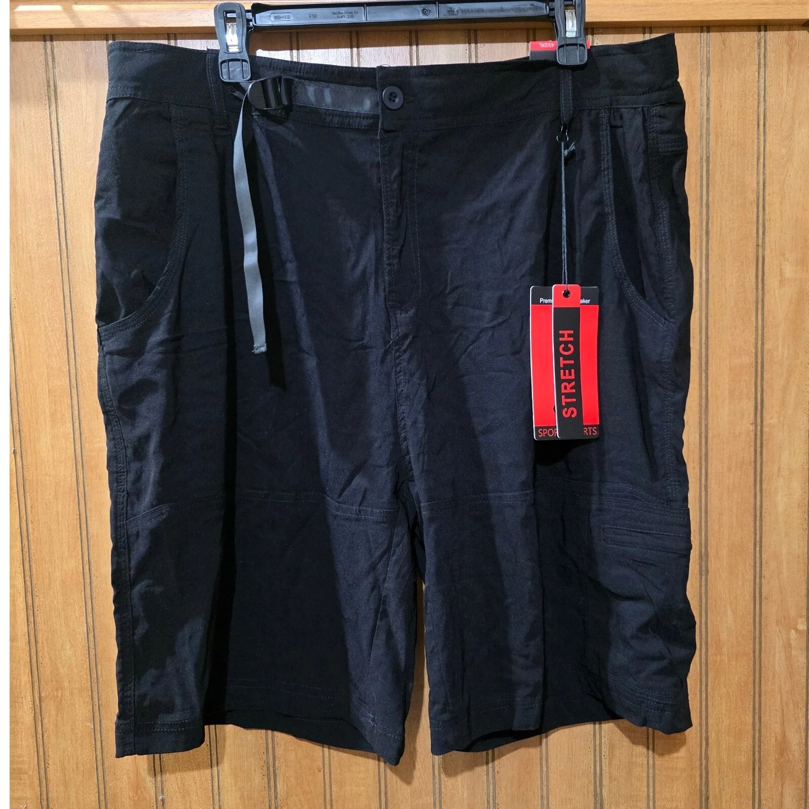 Rambler 1985 Stretch Cargo Shorts Belted Comfort Fit Black Size 40/2XL