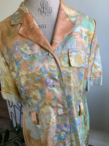 Vtg Louis Feraud 100% Silk Midi Dress Abstract Wearable Artsy sz 10 Belted Boho - Picture 20 of 22