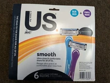 6 Count Bic US Razors - Smooth - 5 Titanium Blades On Each Razor - Blue / Purple