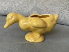 Vintage Yellow Pottery Duck Planter 7 x 4"