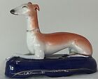 Vintage Staffordshire Whippet on Cobalt Blue Base Inkwell Made in England