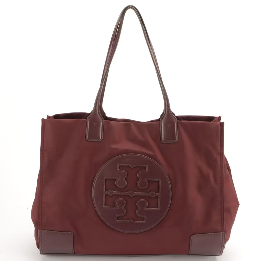 Tory Burch ナイロン トートバッグ ボルドー Tory Burch Large Ella Tote Bag in Maroon Nylon and Leather Trim | eBay
