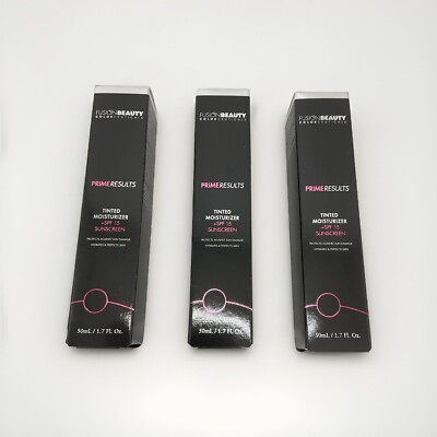 3 Pk FusionBeauty PrimeResults Tinted Moisturizer Golden Beige 50ml 1.7fl oz NEW