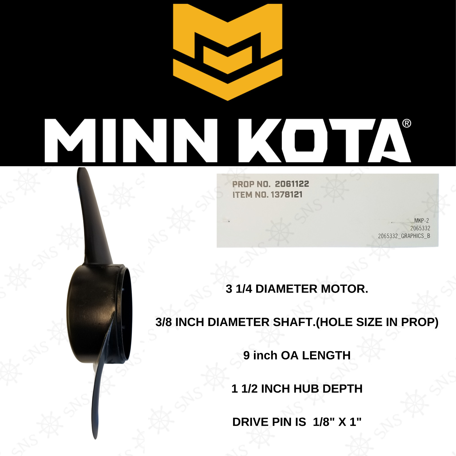 MINN KOTA MKP-2 TROLLING MOTOR POWER PROP 2061122, 1378121, AND 2061121 OEM NEW