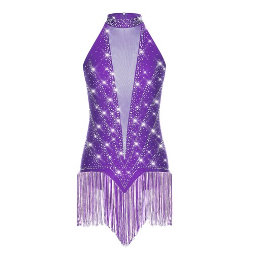 Womens Sparkly Latin Dance Leotard Dress Samba Tango Ballroom Dance Costume - Picture 72 of 140