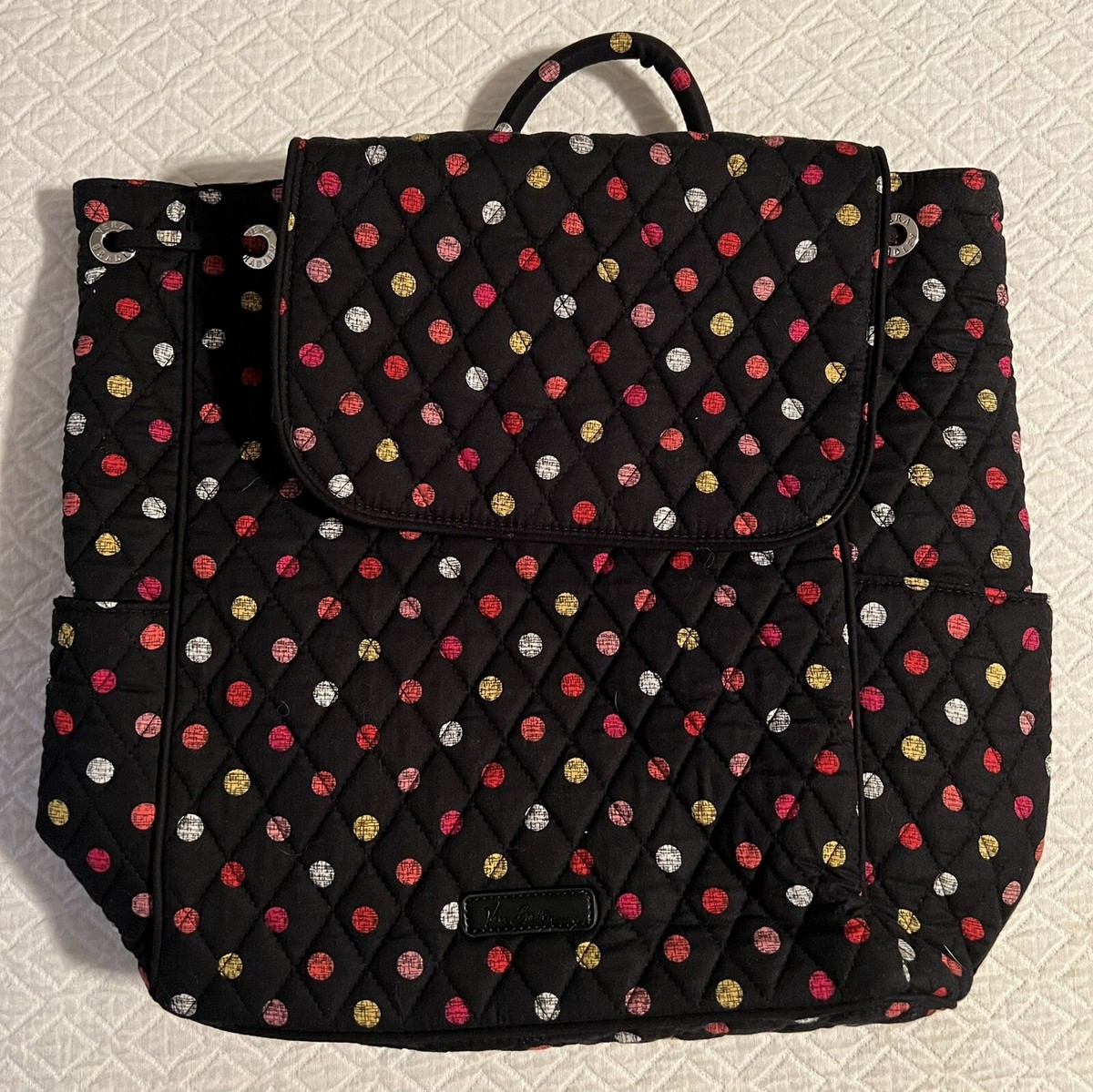 Vera Bradley Havana Dot Black Red Pink Quilted Drawstring 