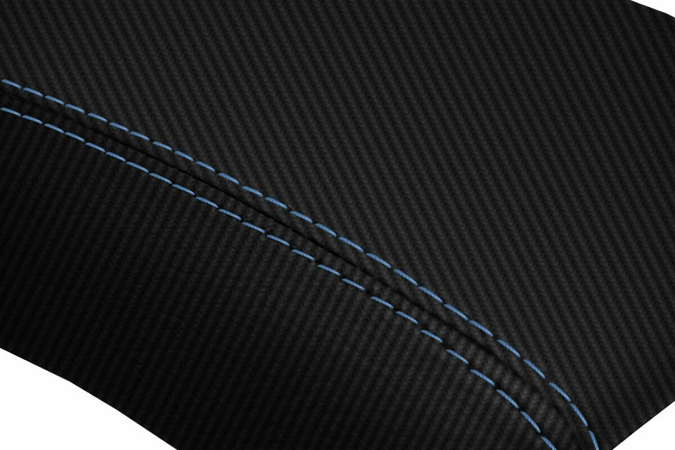 Fits 2005-2015 Nissan Xterra Carbon Fiber Console Lid Armrest Cover Blue Stitch - Image 3 of 4