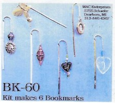 Beaded Metal Bookmarks Glass Acrylic Charm Beading Craft Kit Mac Enterprises VTG