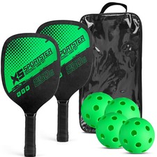 Wooden Pickleball Paddle Set 2 Non-Slip Rackets 4 Durable Balls Storage Bag