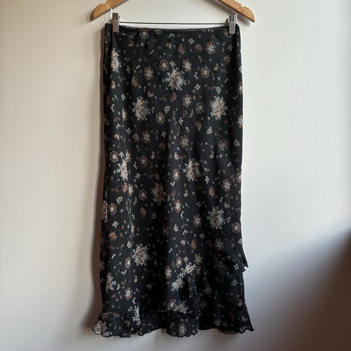 Womens Floral Maxi Skirt Black 7 Whimsigoth Witchy Fairygoth Prairie Cottagecore